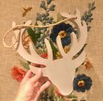 ⭐️ Houten hert hanger decoratie grijs houten hertenkop, Ophalen of Verzenden, Gebruikt