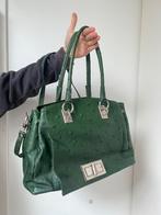 Groene leren tas, Sieraden, Tassen en Uiterlijk, Tassen | Damestassen, Handtas, Groen, Zo goed als nieuw, Ophalen