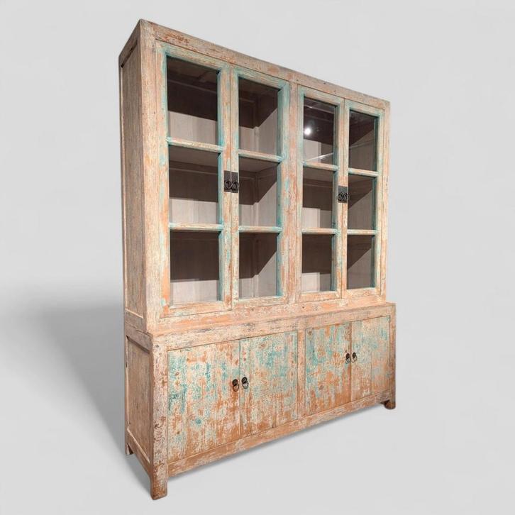 Buffetkast gepatineerd – Chinese kast Ibiza style 180 cm, Huis en Inrichting, Kasten | Buffetkasten, Zo goed als nieuw, 200 cm of meer