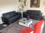 2 zwarte leren 2-persoons design banken - Van Til interieur, Huis en Inrichting, Ophalen, Gebruikt, 150 tot 200 cm, Tweepersoons