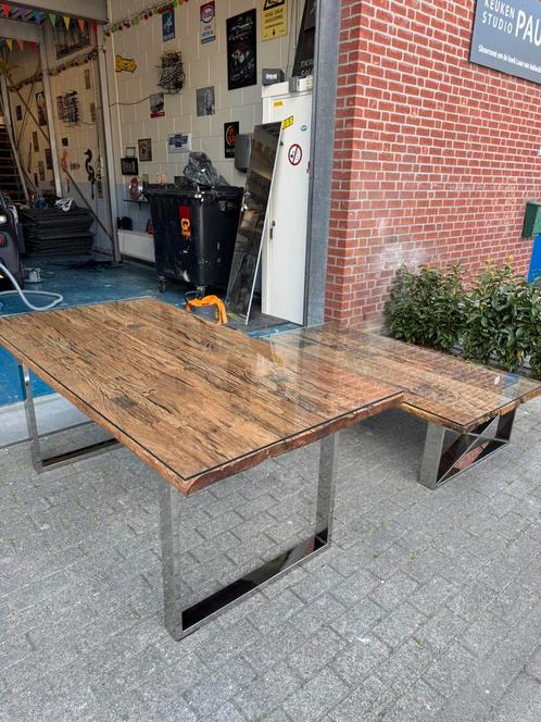 Eettafel en salontafel set, Huis en Inrichting, Tafels | Eettafels, Zo goed als nieuw, 50 tot 100 cm, Vijf personen of meer, Rechthoekig