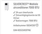 SilverCrest Mobiele Airconditioner, Ophalen, Minder dan 60 m³, Zo goed als nieuw, Koelen en Ontvochtigen