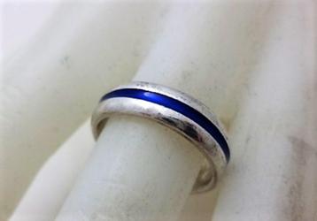 Brede vintage zilveren ring met blauwe middenstreep 925 Guin beschikbaar voor biedingen