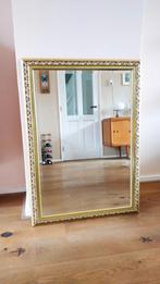Facetgeslepen spiegel gouden rand 101 x 71,5 cm., 50 tot 100 cm, 100 tot 150 cm, Rechthoekig, Ophalen
