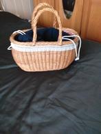 antieke curiosa  rieten mand 2 hengels zwarte voering, Ophalen of Verzenden, Zo goed als nieuw, Rechthoekig, Riet