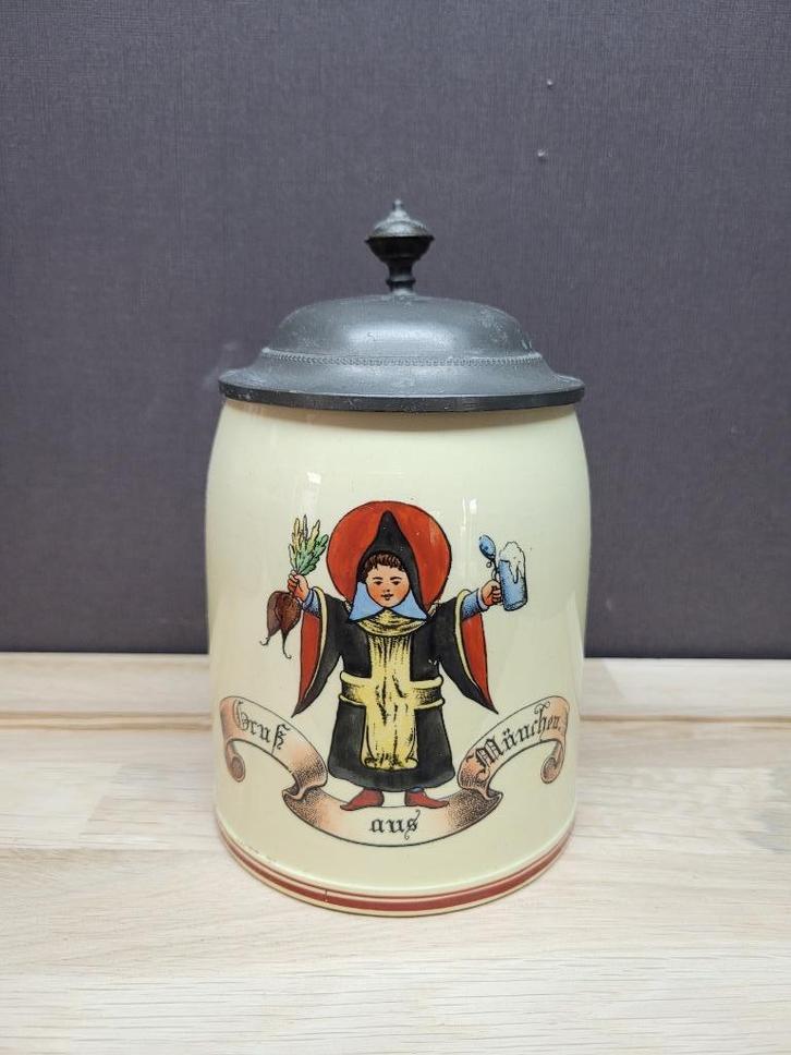 Oude Duitse bierpul uit München, Antiek en Kunst, Antiek | Keramiek en Aardewerk, Ophalen of Verzenden