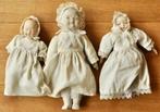 Drie poppen aardewerk met witte kleding, Verzamelen, Poppen, Gebruikt, Verzenden, Onbekend, Onbekend