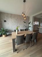 Eikenhouten eettafel met 6 Bert Plantagie stoelen, Huis en Inrichting, Tafels | Eettafels, Ophalen, Eikenhout, 50 tot 100 cm, Zo goed als nieuw