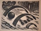 Abstracte Linosnede, Antiek en Kunst, Kunst | Etsen en Gravures, Ophalen of Verzenden