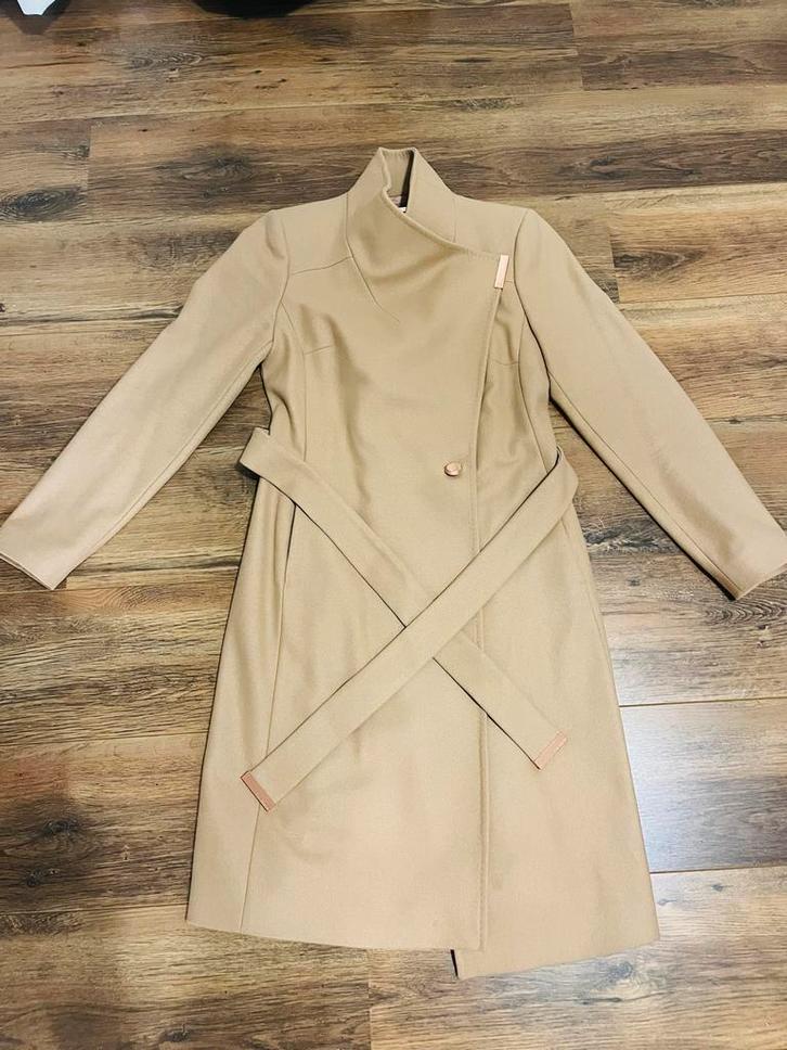 Ted Baker Camel Wollen Jas Maat 36, Kleding | Dames, Jassen | Winter, Zo goed als nieuw, Maat 36 (S), Beige, Ophalen of Verzenden