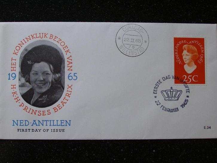 FDC: 1965 Koninklijk bezoek Prinses Beatrix; Ned. Antillen, Postzegels en Munten, Postzegels | Eerstedagenveloppen, Onbeschreven