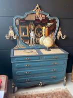 Antieke commode met spiegel, Ophalen, Gebruikt, 100 tot 150 cm, 3 of 4 laden