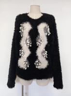 Vintage trui zwart / wit gebreid, Maat 38/40 (M), Zwart, Ophalen of Verzenden, Zo goed als nieuw