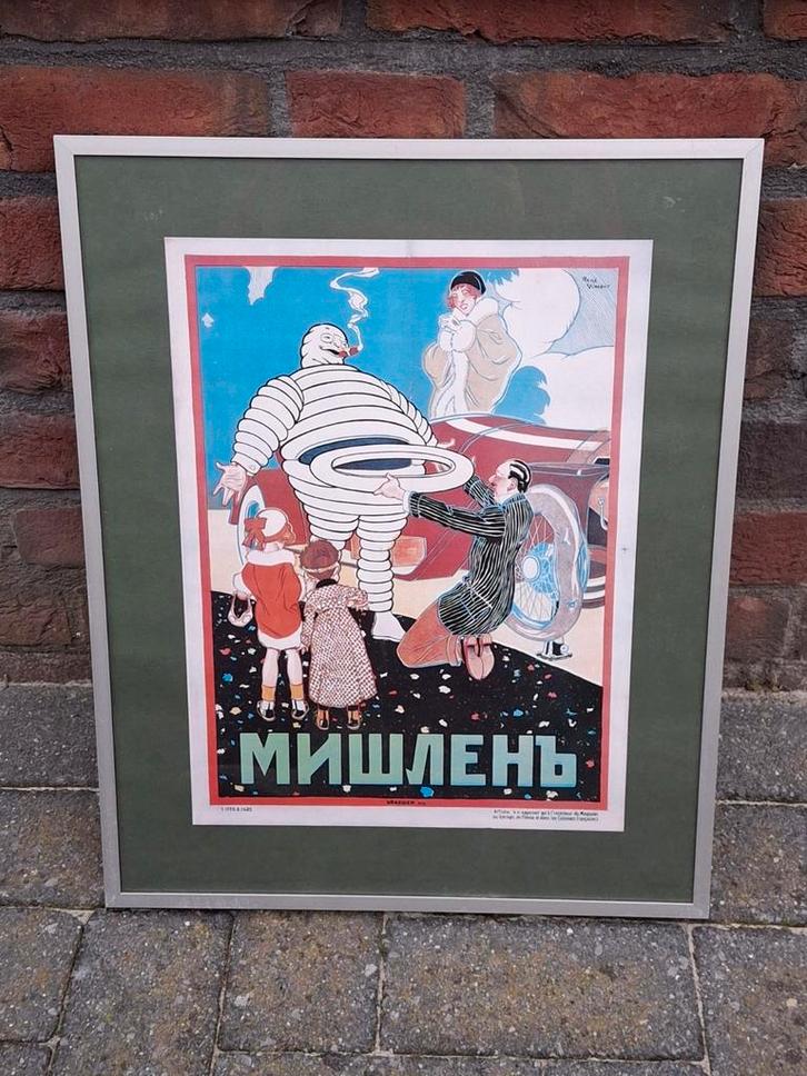 Michelin poster / affiche met Bibendum, Verzamelen, Merken en Reclamevoorwerpen, Zo goed als nieuw, Reclamebord, Ophalen of Verzenden