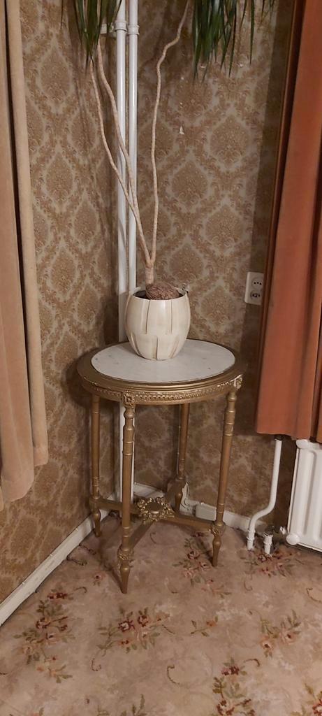 Vintage Gouden Bijzettafeltje, Huis en Inrichting, Tafelonderdelen, 50 tot 100 cm, Rond, Ophalen