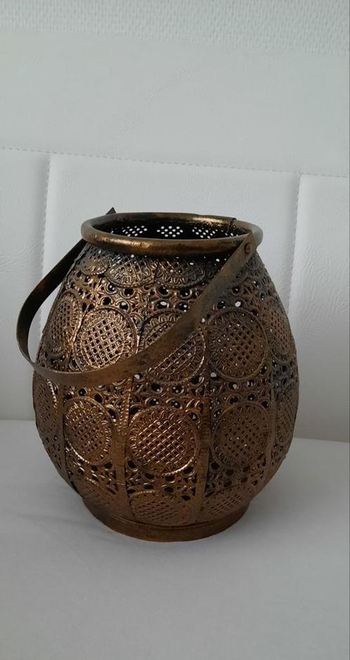 Waxinelicht metaal met hengsel - 19x17cm excl. Hengsel, Huis en Inrichting, Woonaccessoires | Kandelaars en Kaarsen, Nieuw, Minder dan 25 cm
