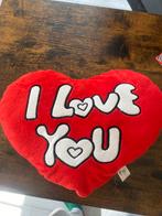 Rood hartvormig kussentje – “I love you”, Ophalen of Verzenden, Nieuw, Rood, Hartvormig