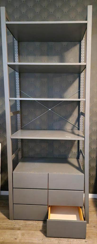 Grijze Ivar kast met lades, Huis en Inrichting, Kasten | Stellingkasten, Gebruikt, Ophalen of Verzenden