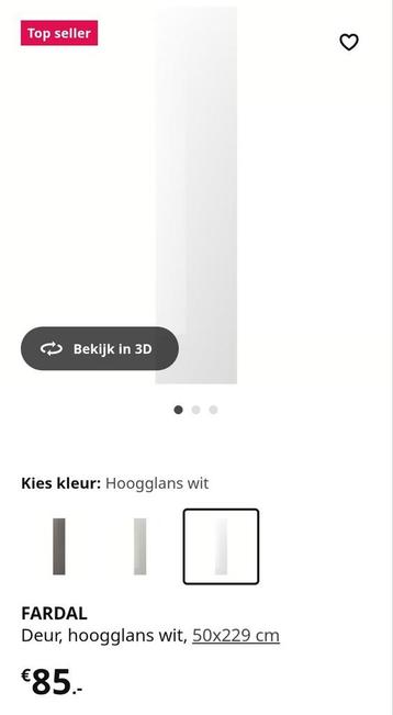 2x Ikea Pax Fardal Hoogglans Deuren 50x229 cm - afbeelding 3
