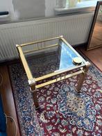 Glazen Bijzettafel / Salontafel - Messing Frame, Ophalen, 50 tot 100 cm, Vierkant, 50 tot 100 cm