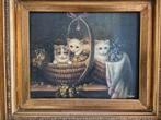 Antiek schilderij poezen, Antiek en Kunst, Kunst | Schilderijen | Klassiek, Ophalen