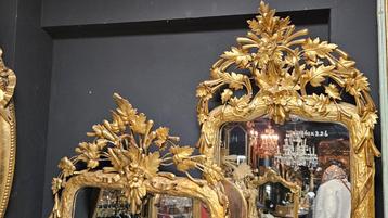 Antieke bladgouden schouwspiegel/kuifspiegel.. beschikbaar voor biedingen
