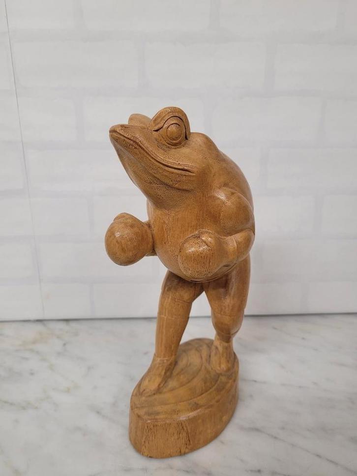 Houtsnijwerk kickboksen kikker, Antiek en Kunst, Kunst | Beelden en Houtsnijwerken, Ophalen of Verzenden