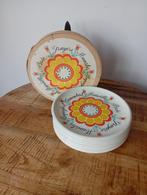 8 retro kaasborden in originele doos, Huis en Inrichting, Keuken | Servies, Keramiek, Ophalen of Verzenden, Zo goed als nieuw