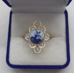 Zilveren vintage ring delfts blauwe steen maat 18.25 nr.763, 18 tot 19, Dame, Zo goed als nieuw, Zilver