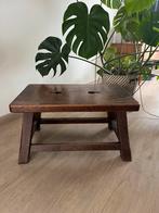 Vintage eiken brutalist tafel voetenbank, Huis en Inrichting, Tafels | Bijzettafels, Ophalen, Minder dan 45 cm, Minder dan 55 cm