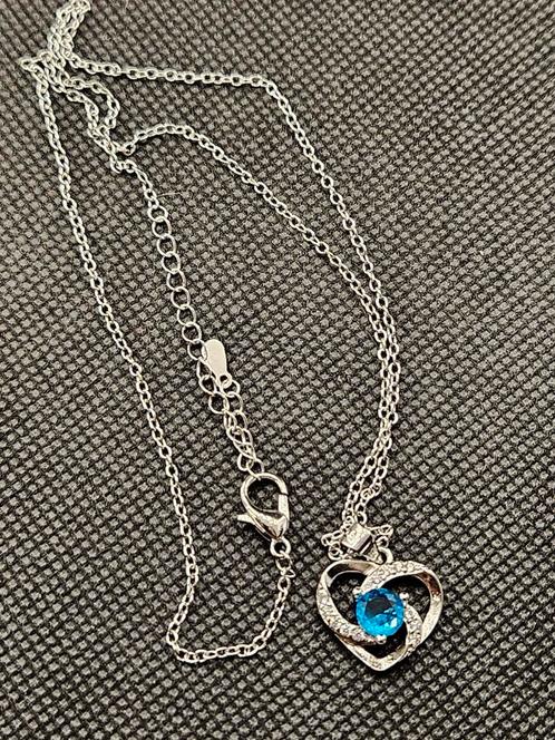 Antiek stijl 925 zilveren ketting met hart., Sieraden, Tassen en Uiterlijk, Kettingen, Nieuw, Zilver, Zilver, Ophalen of Verzenden