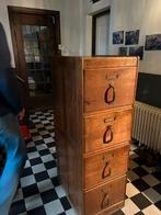 Vintage houten archiefkast, Ophalen, Minder dan 50 cm, Gebruikt, 100 tot 150 cm