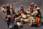 antieke Marolin kerstgroep papiermache 19 delig kerststal, Ophalen, Gebruikt