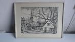 Tekening, Jan Wilmink, Baarn, Laanstraat Oud Baarn 1966, Antiek en Kunst, Ophalen of Verzenden