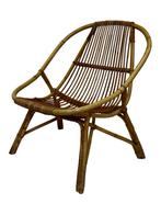 Vintage Set van 4 rotan fauteuils Rohe Noordwolde 1960, Huis en Inrichting, Fauteuils, Gebruikt, Vintage, 50 tot 75 cm, Vintage