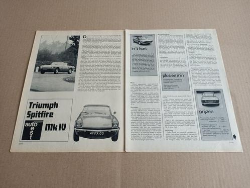Test (uit oud tijdschrift) Triumph Spitfire MK4 (1974), Verzamelen, Automerken, Motoren en Formule 1, Verzenden