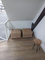 2 Rieten poef, Huis en Inrichting, Banken | Voetenbanken en Poefen, Ophalen, Minder dan 50 cm, Gebruikt, Rechthoekig