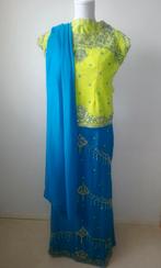 Ghagra blauw-groen, Kleding | Dames, Gelegenheidskleding, Overige typen, Blauw, Zo goed als nieuw, Ophalen