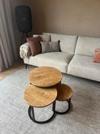 3 Mangohouten Salontafels - Zo Goed Als Nieuw!, Huis en Inrichting, Tafels | Salontafels, Ophalen, Zo goed als nieuw, Rond, 50 tot 100 cm