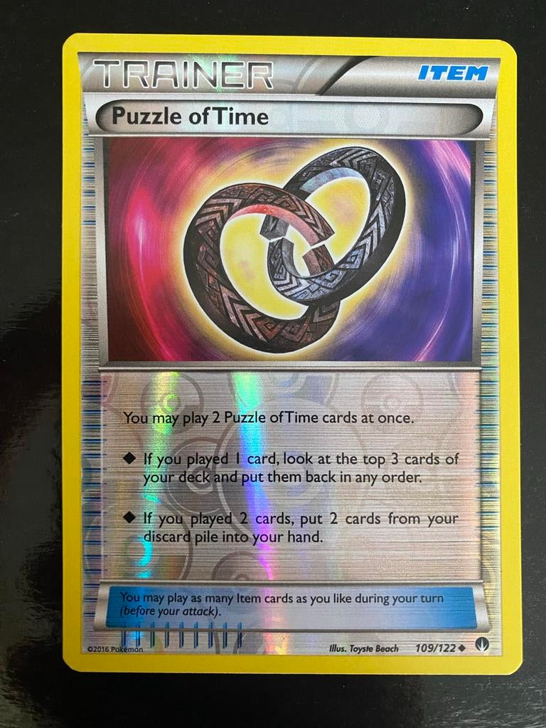 Puzzle of Time 109/122 Rev. Holo Pokémon XY Breakpoint 2016, Ophalen of Verzenden, Zo goed als nieuw, Losse kaart, Foil