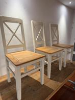 Landelijke Houten Cross Eetkamerstoelen 3x Set, Huis en Inrichting, Stoelen, Ophalen, Gebruikt, Drie, Wit