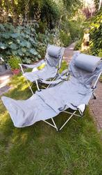 2 inklapbare kampeerstoelen met afritsbaar voetenbank, Caravans en Kamperen, Kampeermeubelen, Ophalen, Gebruikt, Campingstoel