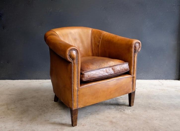 Traditioneel Engelse Club fauteuils, Huis en Inrichting, Fauteuils, Zo goed als nieuw, Leer, 75 tot 100 cm, Minder dan 75 cm, Ophalen