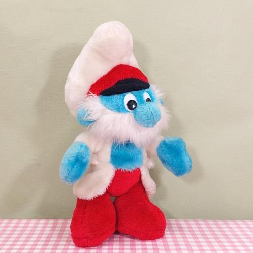 Vintage Peyo Wallace Berry Grote Smurf knuffel 1983 kapitein, Verzamelen, Smurfen, Gebruikt, Ophalen of Verzenden