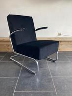 Gispen 405 fauteuil, chroom, zwarte ribstof, Huis en Inrichting, Fauteuils, Minder dan 75 cm, Ophalen of Verzenden, Zo goed als nieuw