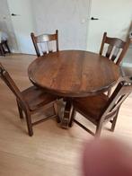 Massief Eiken Eethoek met 4 Stoelen - Jaren '90, Ophalen, Gebruikt, Klassiek, 4 tot 6 stoelen