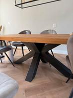 Eettafel eikenhout met stalen spinpoot, Huis en Inrichting, Ophalen, 100 tot 150 cm, Eikenhout, 200 cm of meer