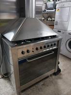 Indesit gasfornuis, spatscherm en afzuigkap., Witgoed en Apparatuur, Fornuizen, .., Hete lucht, 60 cm of meer, Zo goed als nieuw