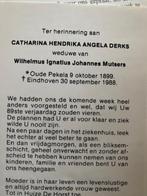 Derks x Mutsers 1899 Oude Pekela 1988 Eindhoven, Verzamelen, Bidprentjes en Rouwkaarten, Ophalen of Verzenden, Bidprentje