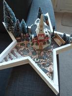 Kerststuk kerk, bomen, bank, lantaarn, mensen,verlichte boom, Ophalen of Verzenden, Nieuw